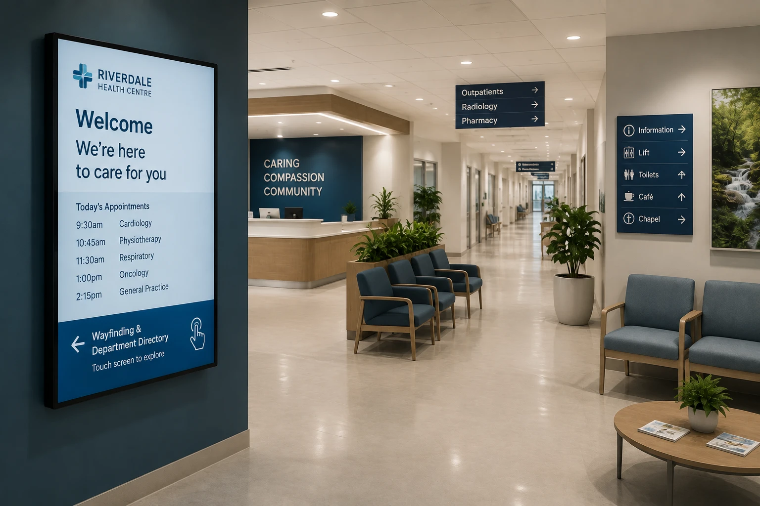 Digital signage and displays for healthcare